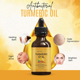 DERMAXGEN oil dropper dispensing golden turmeric oil highlighting pure application