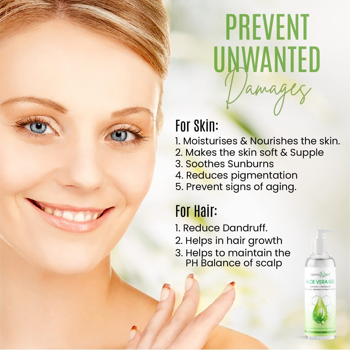 DERMAXGEN massaged into scalp to soothe dryness and flaking