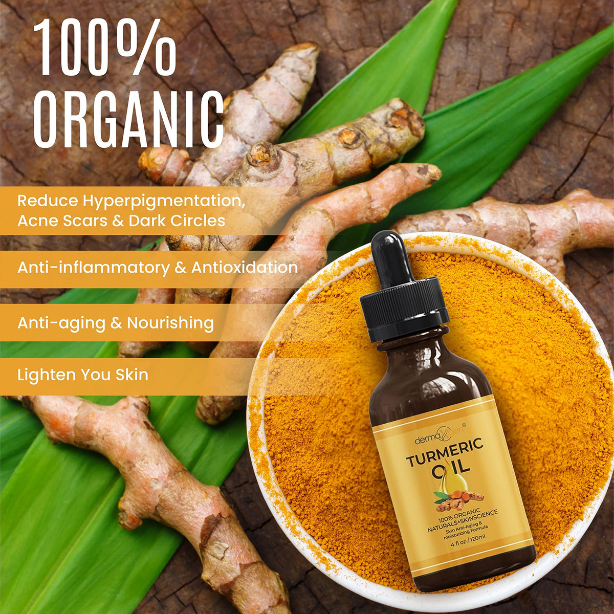 DERMAXGEN close-up texture of golden turmeric oil demonstrating lightweight absorption benefit