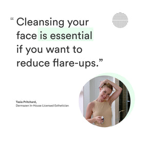 Dermazen bottle on bathroom counter demonstrating daily routine convenience