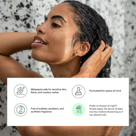 Dermazen shampoo dispense and lather demonstrating easy application
