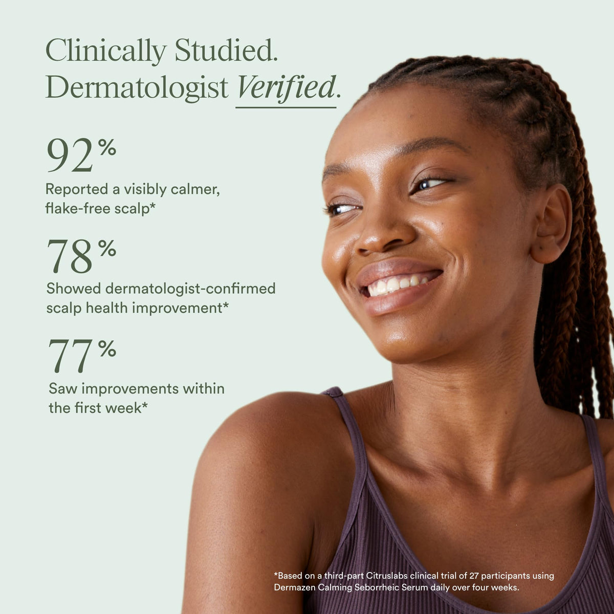 Dermazen being applied to scalp targeting flakes and calming irritation