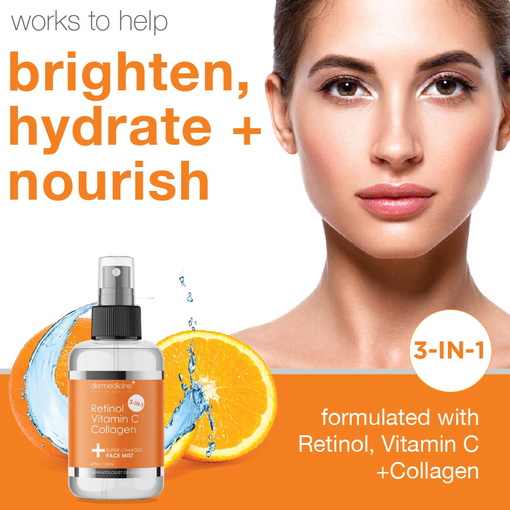 Dermedicine fine mist spray dispensing evenly to refresh skin with hydration