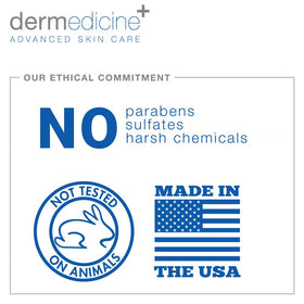 Dermedicine clear label close-up listing retinol, vitamin C, collagen, niacinamide
