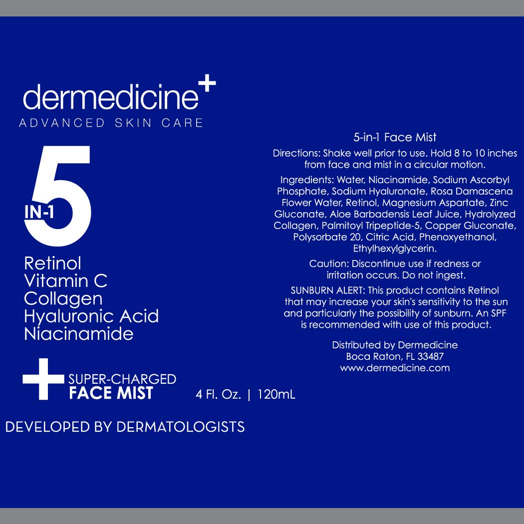 Dermedicine bottle styled on bathroom shelf suggesting daily routine benefits