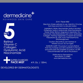 Dermedicine bottle styled on bathroom shelf suggesting daily routine benefits
