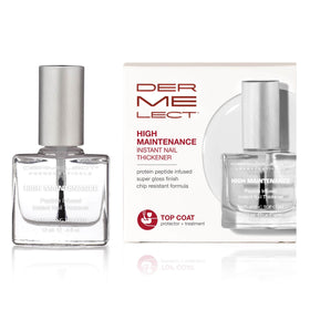 Dermelect front packaging showing glossy strengthening top coat benefit