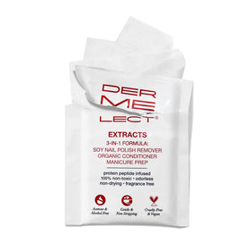 Dermelect wipes on vanity with polish, professional-looking manicure prep