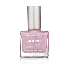 Dermelect swatch on nail tip showing lilac tint and smoothing effect