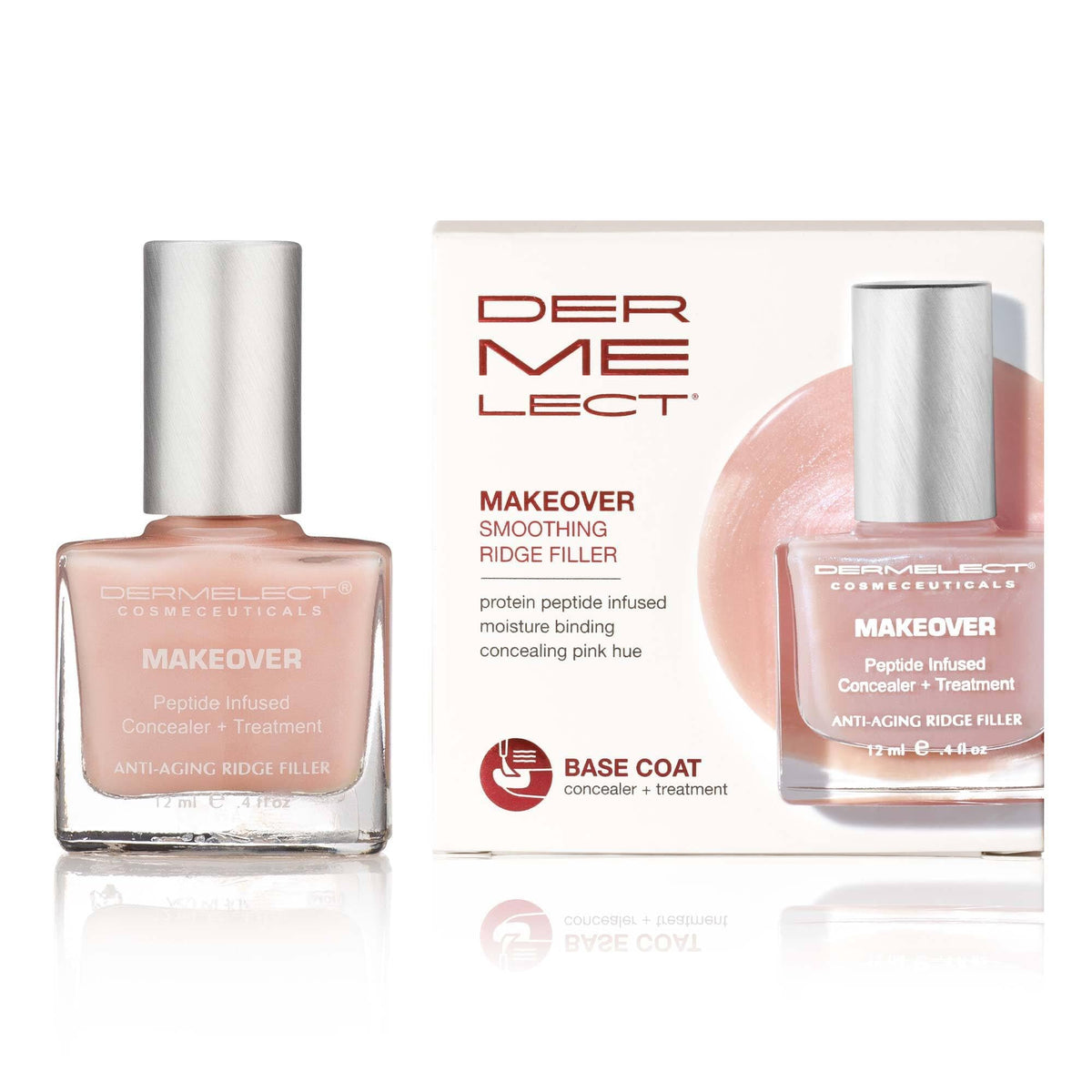Dermelect front packaging showing product and benefits for instant smoothing