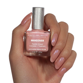 Dermelect close-up texture of polish showing self-leveling, smooth finish