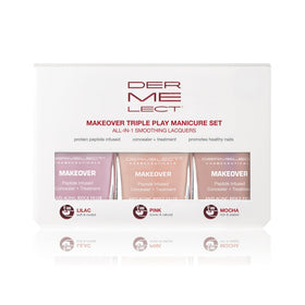 Dermelect set with caps off displaying bottle design and applicators for precise, easy application