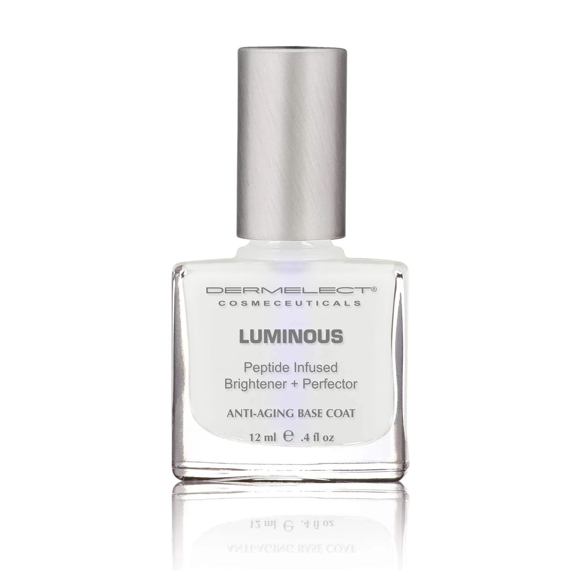 Dermelect milky finish swiped on nail for instant concealment