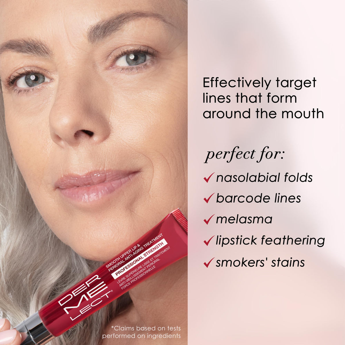 Dermelect cream texture on fingertip illustrating smooth hydrating finish