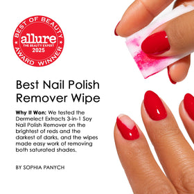 Dermelect wipes stacked in pocket, travel-ready nail care on the go