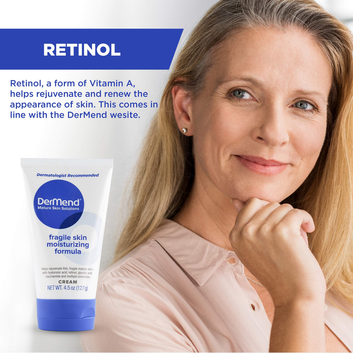 Dermend applied to elbow showing improved skin smoothing benefit