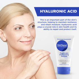 Dermend applied to face demonstrating gentle moisturizing benefit