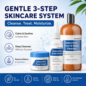 Dermgentle cleanser pump and bottle close-up highlighting gentle cleansing action