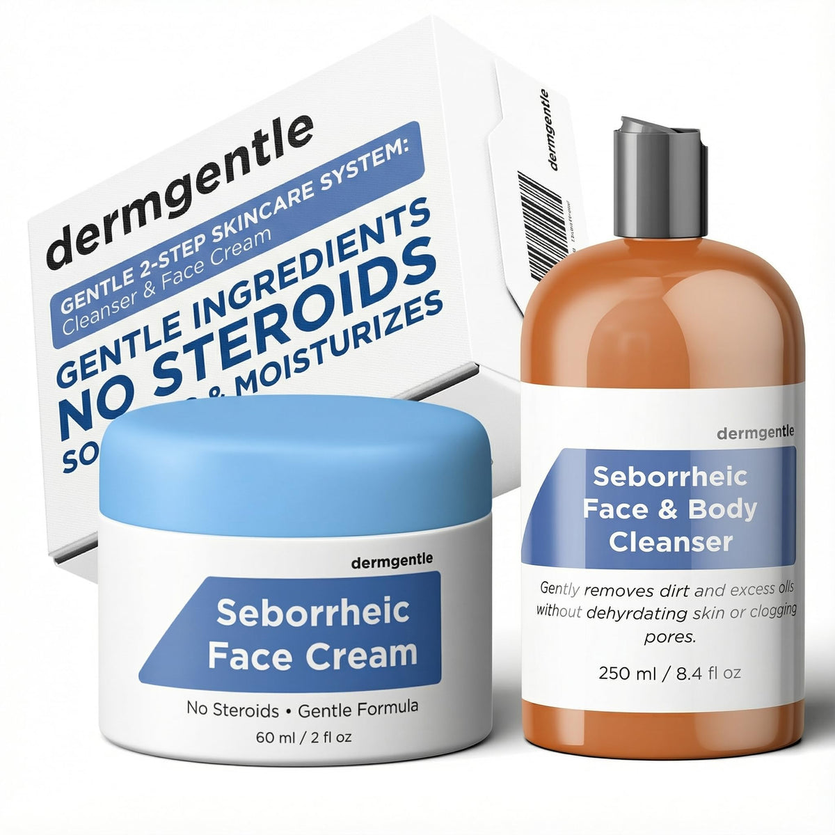 Dermgentle kit front packaging showing product pair and benefits