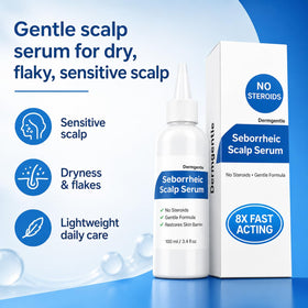 Dermgentle dropper dispensing serum highlighting controlled dosing