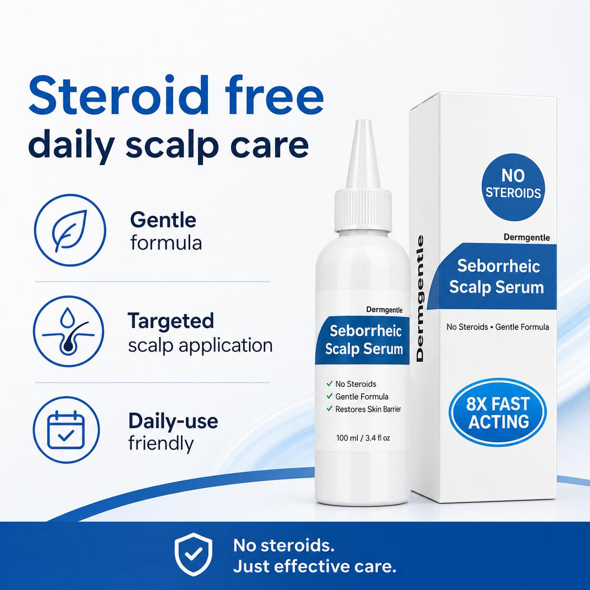 Dermgentle serum texture on fingertip demonstrating lightweight feel