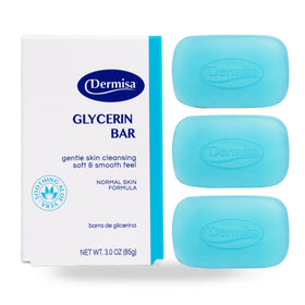 Dermisa glycerin bar front packaging showing brand and clean design benefit