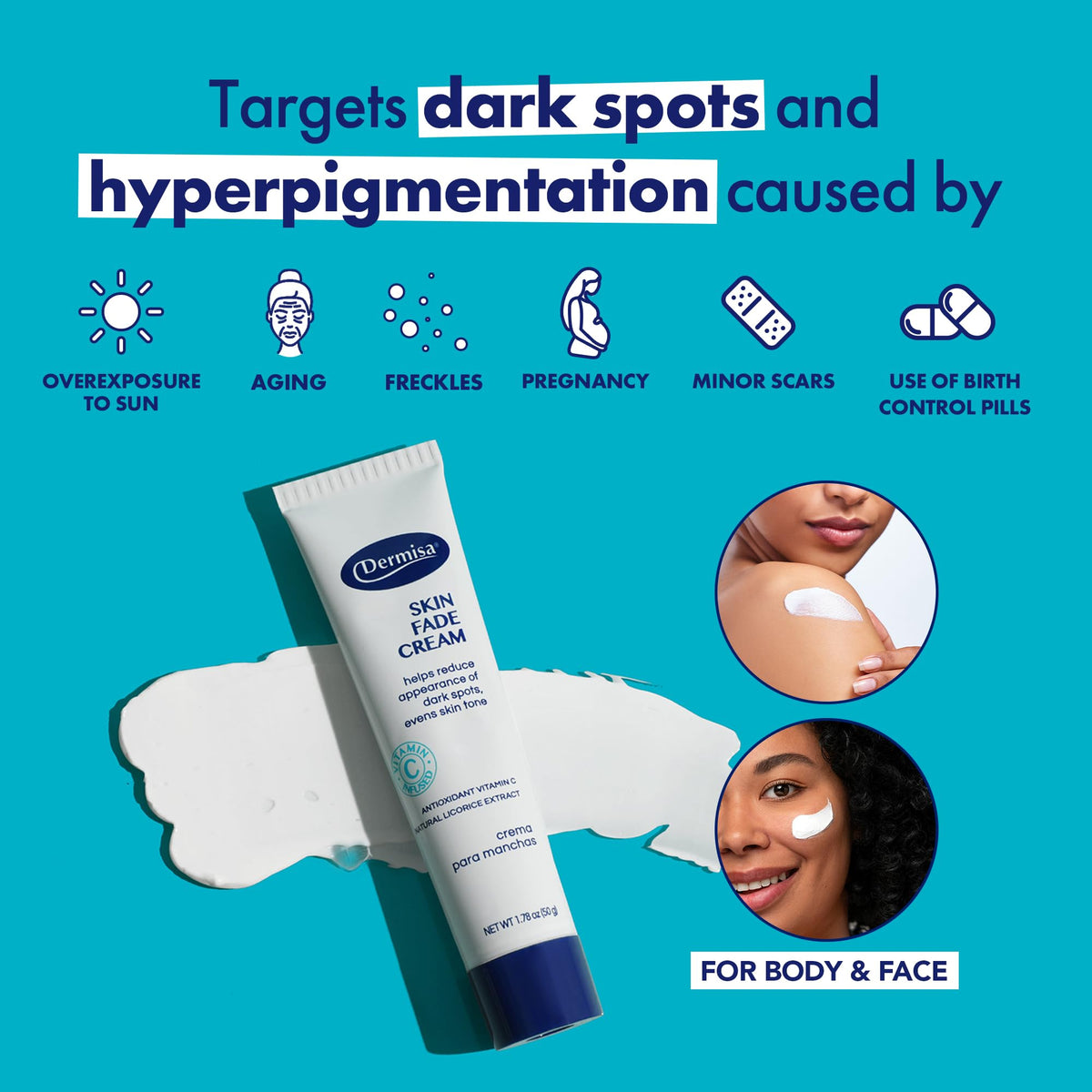 Dermisa open tube close-up texture showing lightweight cream absorption benefit