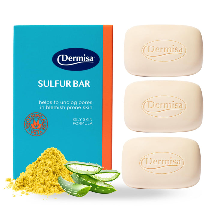 Dermisa sulfur bar front packaging showing brand and benefits