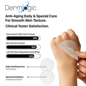 Dermlogic pad being swept across cheek to demonstrate resurfacing benefit