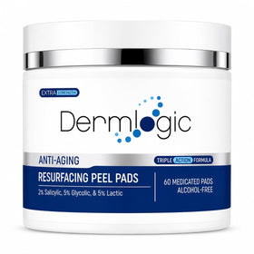 Dermlogic front packaging showing peel pads for smoother skin