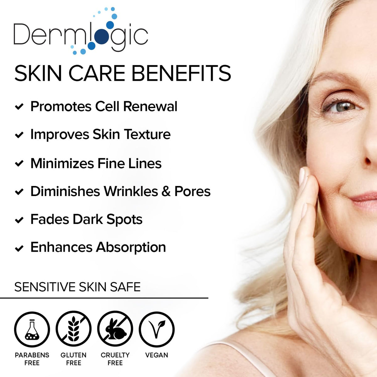 Dermlogic close-up textured pad revealing exfoliating surface benefit