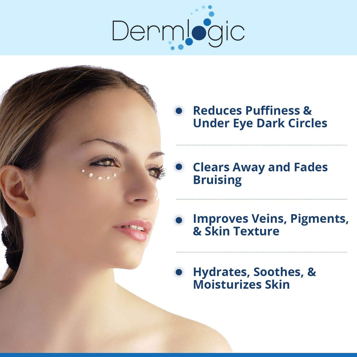 Dermlogic before and after comparison showing reduced bruising and improved tone