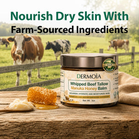 DERMOIA open jar revealing label and ingredient list for transparency