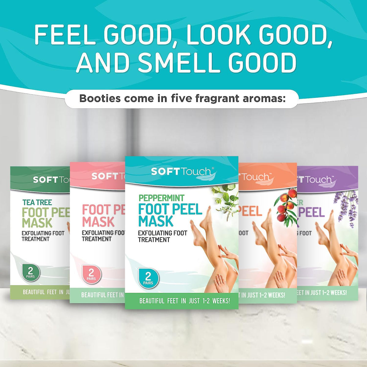Dermora lifestyle spa setting with relaxed feet and peppermint freshness
