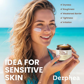 DERPHEA being applied to face from hand for everyday protection