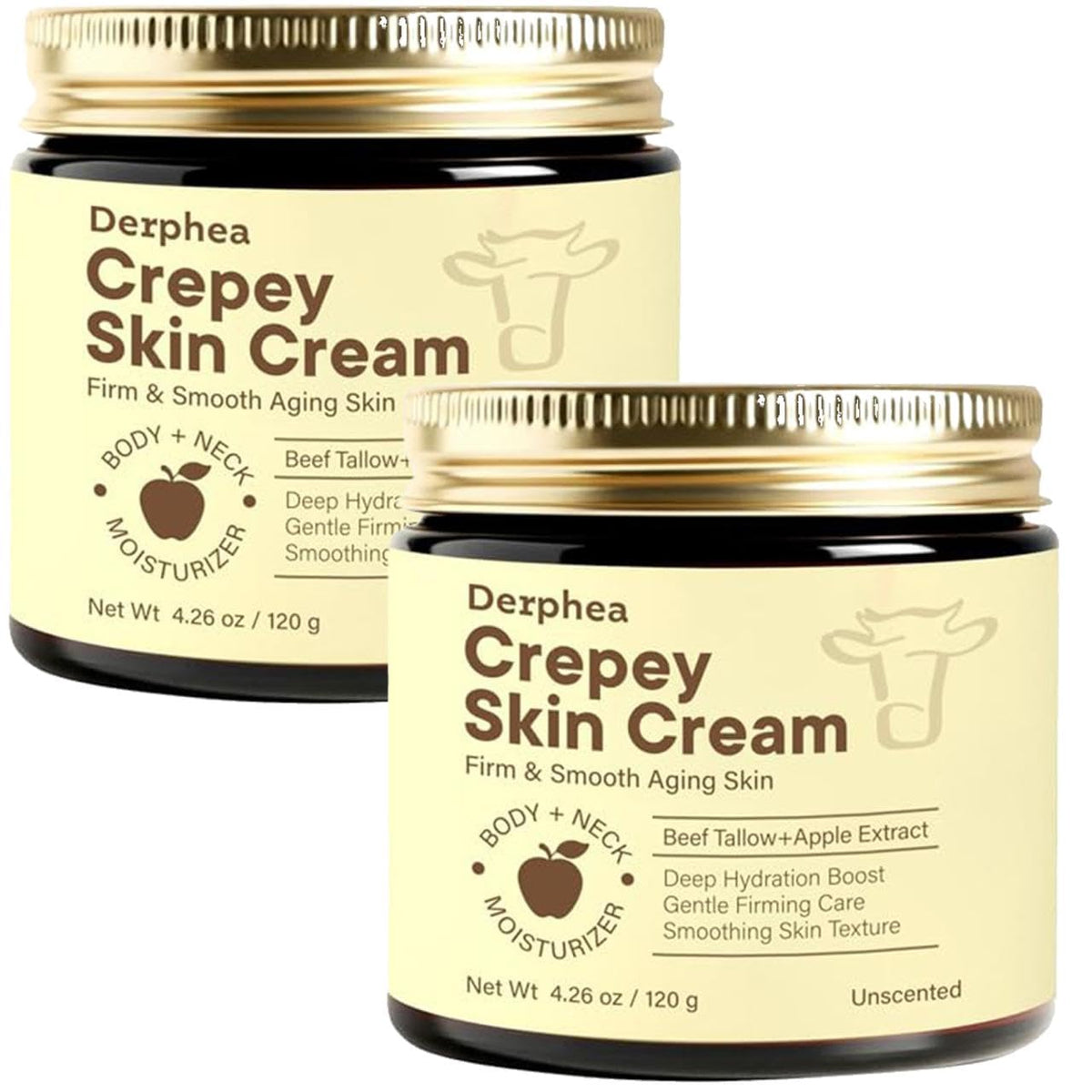 DERPHEA front packaging showing two unscented repair cream tubes and product benefits