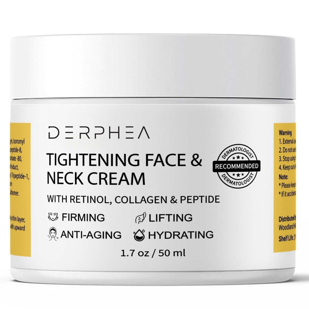 DERPHEA front jar view showing clean packaging and easy application benefit