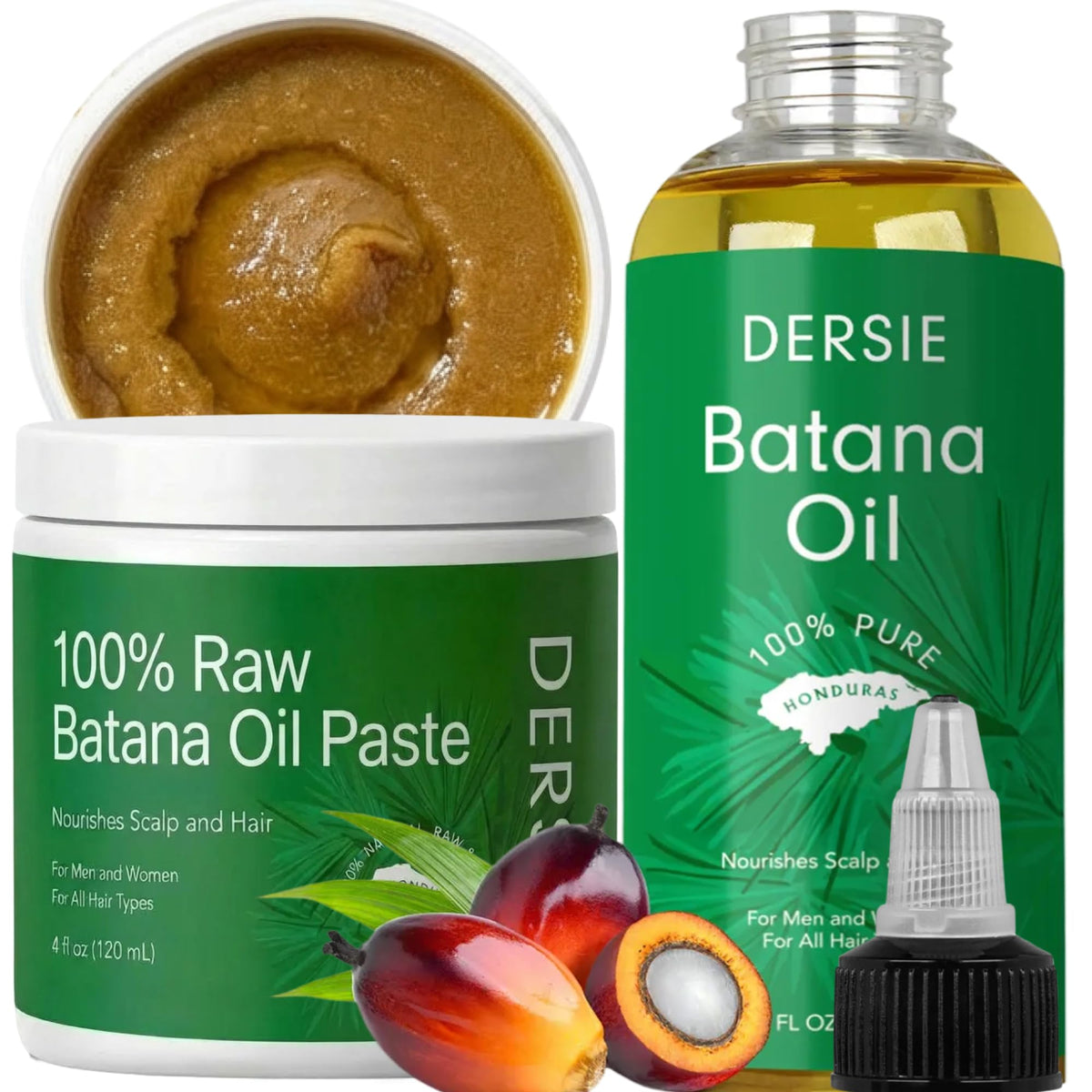 Dersie front packaging showing the raw paste and liquid oil duo benefit of ritual convenience