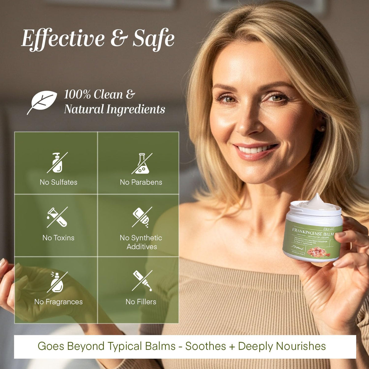 Closeup of Dersie label to display clean ingredients and trust