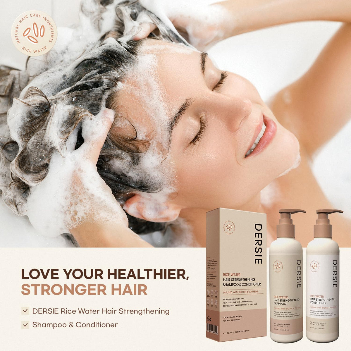 Dersie shampoo and conditioner styled on bathroom shelf for daily routine inspiration