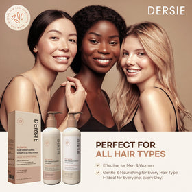 Dersie bottles beside a hand showing product size and travel-friendly scale