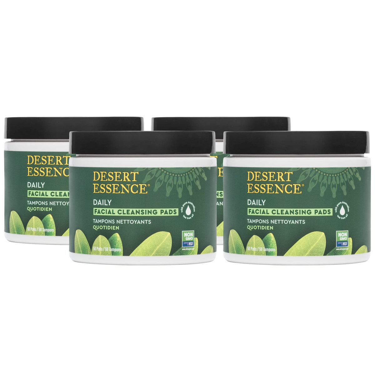 Desert Essence front packaging showing product benefits and pad count