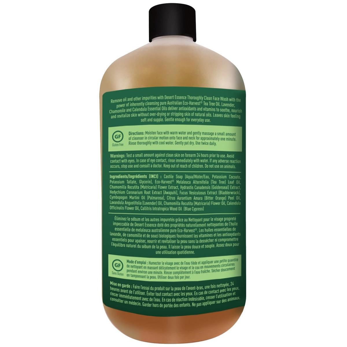 Desert Essence bottle on bathroom vanity showing daily routine convenience
