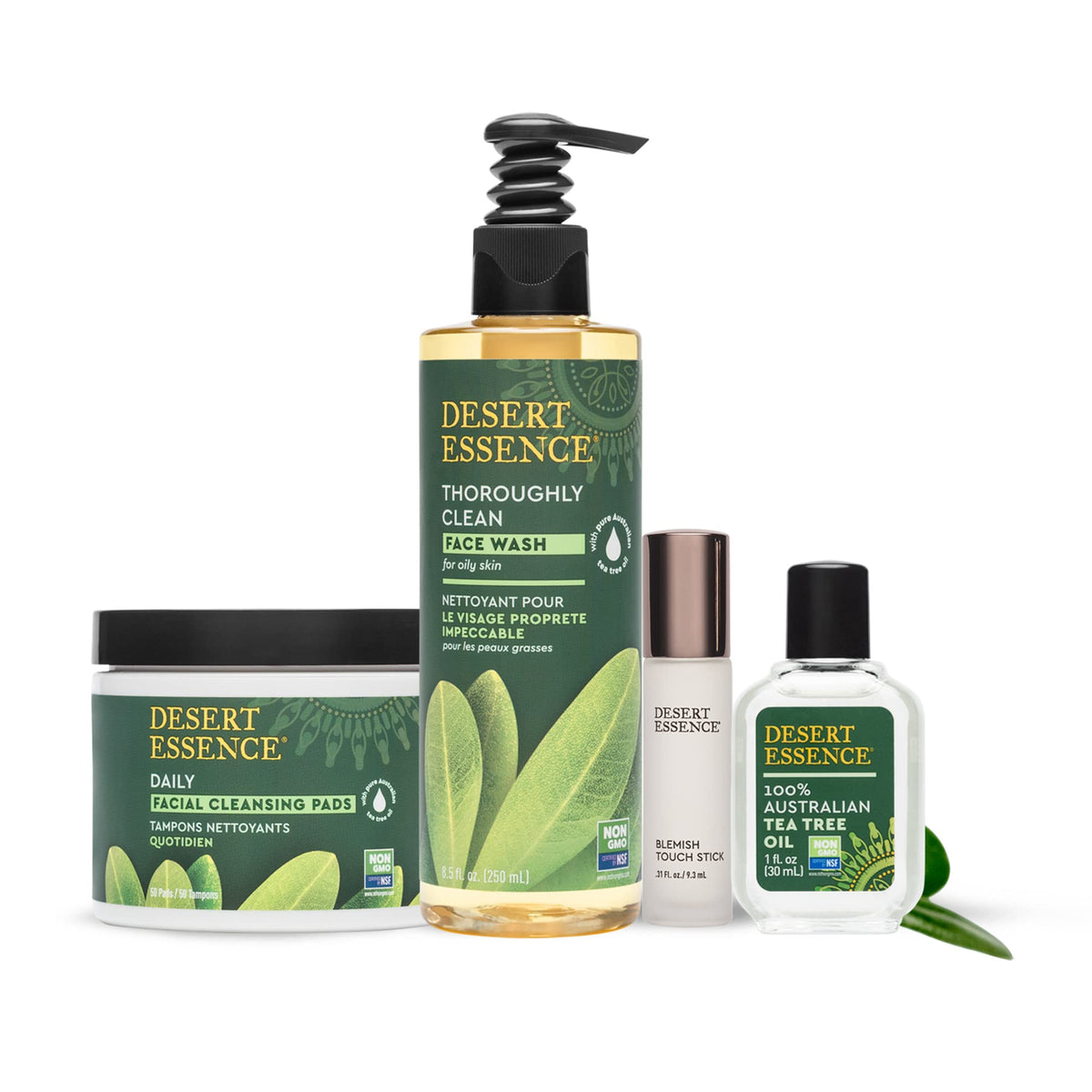 Desert Essence pad next to travel bag illustrating on-the-go convenience