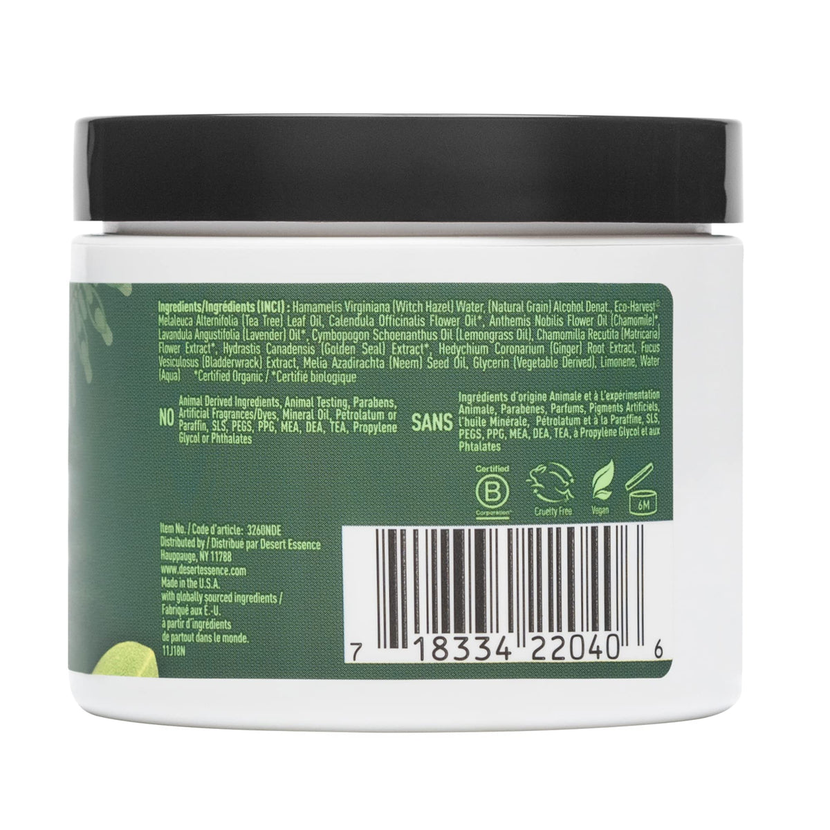 Desert Essence pad saturated with botanical solution for quick cleansing