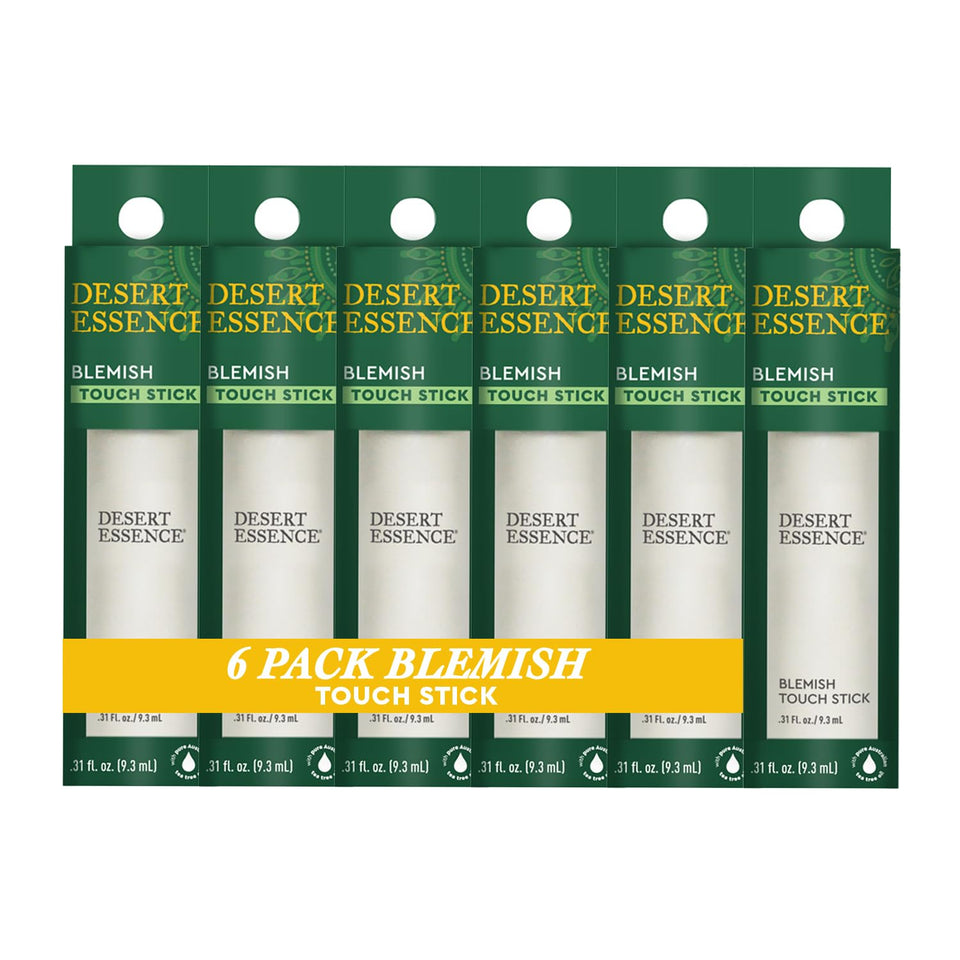 Desert Essence touch stick front view showing compact applicator and clear label benefit