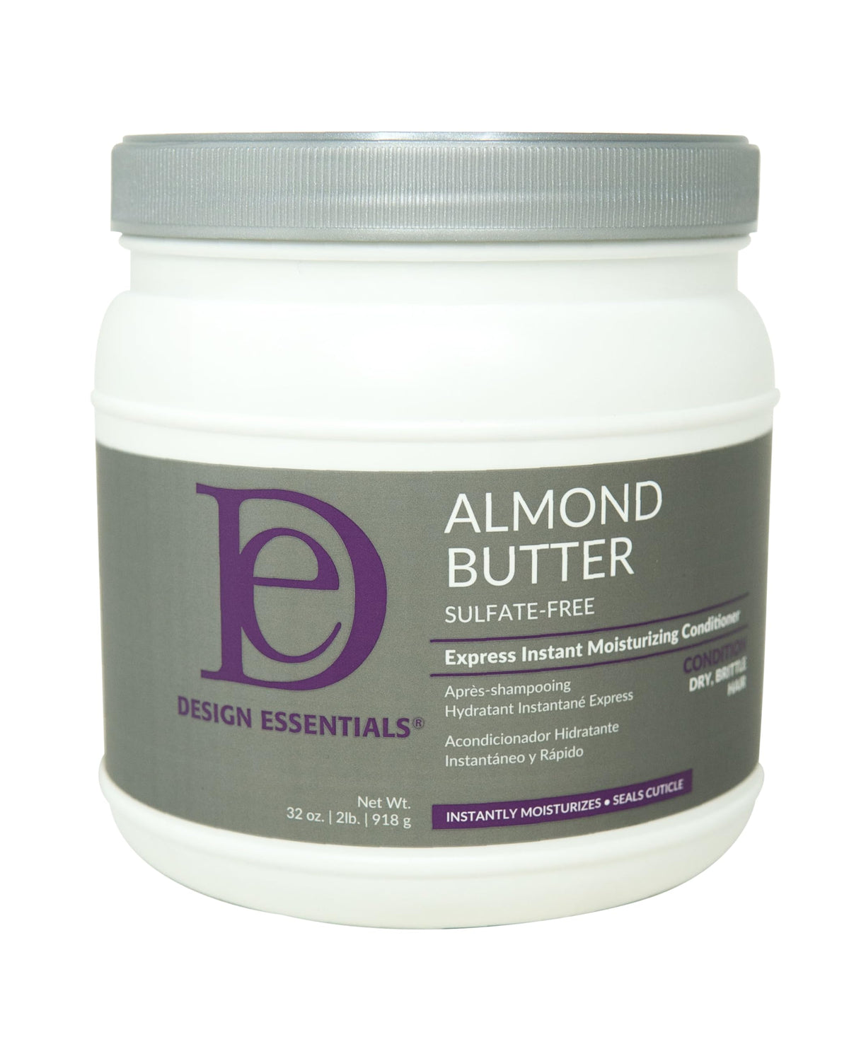 Design Essentials almond butter front packaging showing product label and size benefits