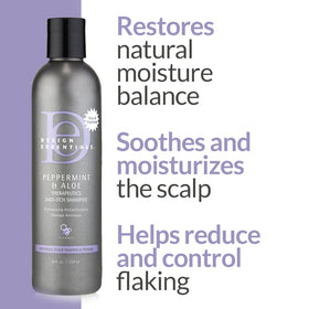 Design Essentials bottle beside aloe leaves highlighting calming, nourishing ingredient