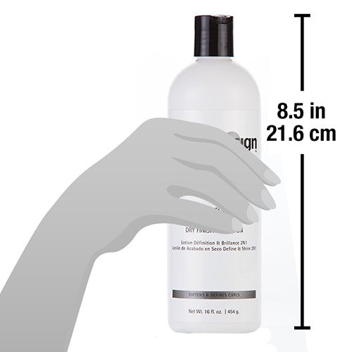Design Essentials bottle beside common objects showing 16 oz scale and convenience