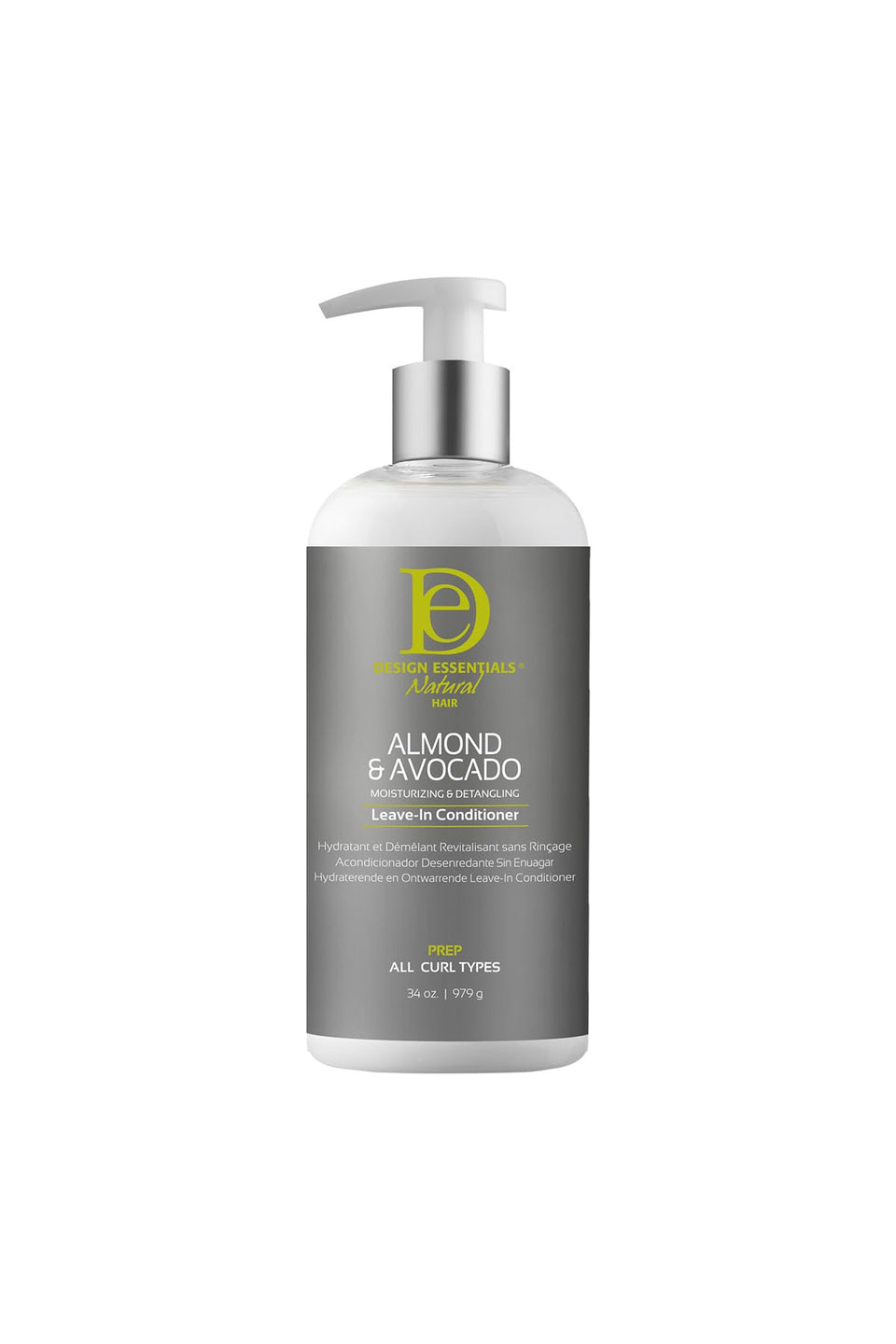 Design Essentials front bottle showing 34 ounce size and clear labeling for convenience